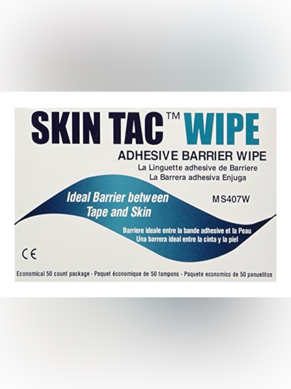 Box of skin tac wipe adhesive barrier wipe for wearable medical device